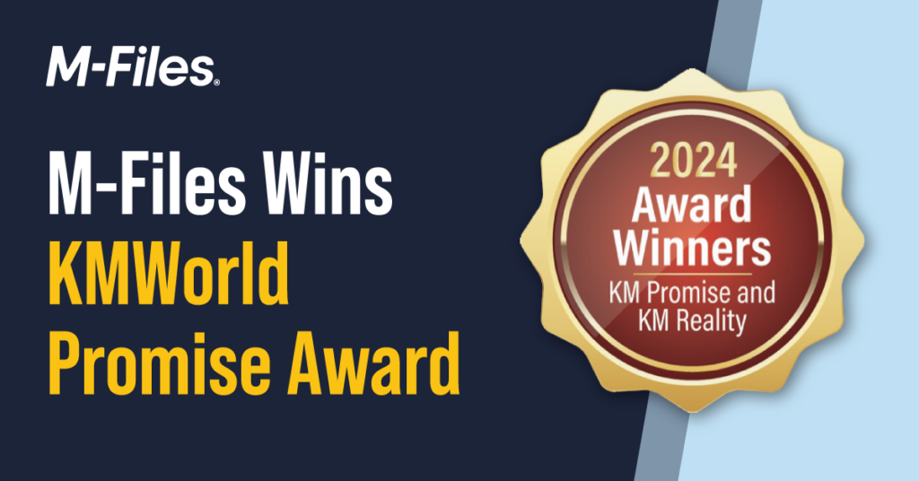 M-Files Wins 2024 KMWorld Promise Award